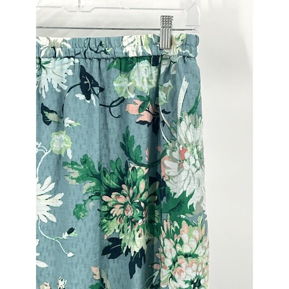 H&M Maxi Skirt Pull On Blue Green Floral Beachy Resort Sz M - Picture 2 of 3